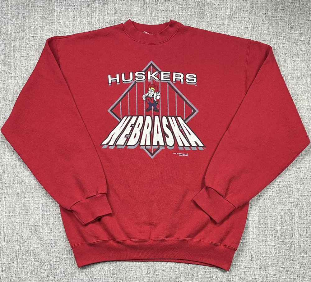 Vintage Nebraska Cornhuskers Sweatshirt Mens XL Big Logo Mascot Tultex 90s